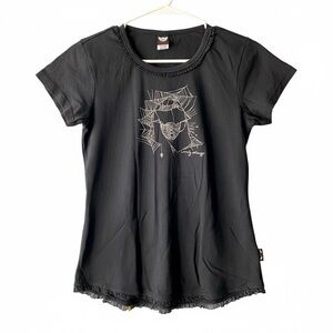 Vintage Y2K Emily the Strange LOST Spiderweb Graphic Tee Goth Emo Punk XL fits S
